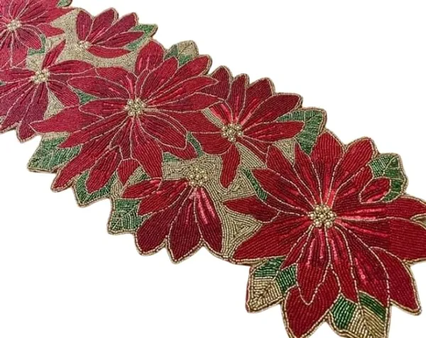 Light_Green_Premium_Handcrafted_Beautiful_Beaded_Dinning_Table_Runner_13"_X_36"_Inch_Maroon_Floral_Table_Runner_Fully_Beaded