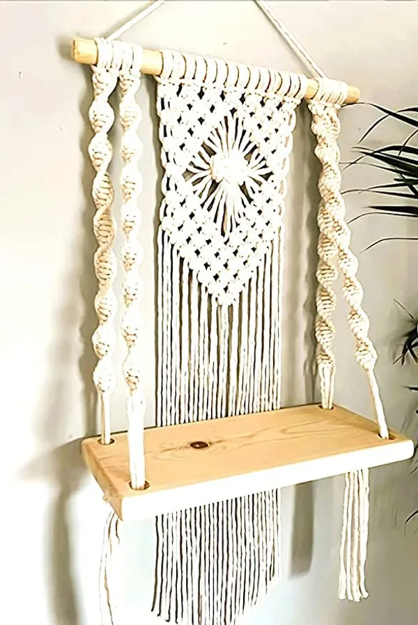 White_Macrame_Cotton_Wooden_Shelf_Plant_Hanger_|_Ceiling_Hook_Hanger,_Rope_Flower_Pot_Holder_For_Indoor_Outdoor_Balcony_Garden_|_Home_Decor_Flower_Planter_Hanging_Rope_[Pack_Of_1]
