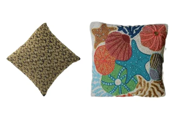 Multicolor_100%_Beaded_Cushion_Covers_With_Prints_16X16_(40X40_Cm)_Pillowcases_For_A_Cushion_Black_And_Sea_Shell_Throw_Pillow_Sham_Floral_Cushion_Covers_For_Sofa_Couch_Bed_Chair_Pack_Of_2