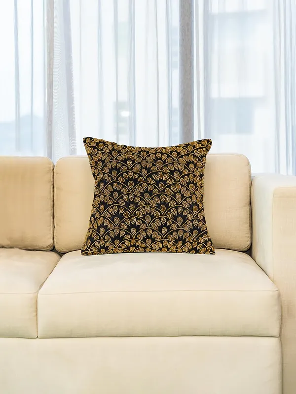 Multicolor_100%_Beaded_Cushion_Covers_With_Prints_16X16_(40X40_Cm)_Pillowcases_For_A_Cushion_Black_And_Sea_Shell_Throw_Pillow_Sham_Floral_Cushion_Covers_For_Sofa_Couch_Bed_Chair_Pack_Of_2