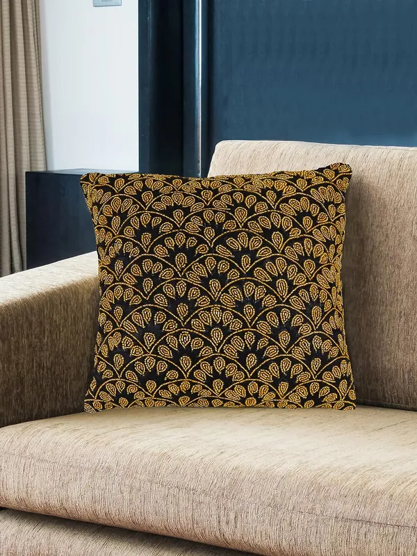 Multicolor_100%_Beaded_Cushion_Covers_With_Prints_16X16_(40X40_Cm)_Pillowcases_For_A_Cushion_Black_And_Sea_Shell_Throw_Pillow_Sham_Floral_Cushion_Covers_For_Sofa_Couch_Bed_Chair_Pack_Of_2