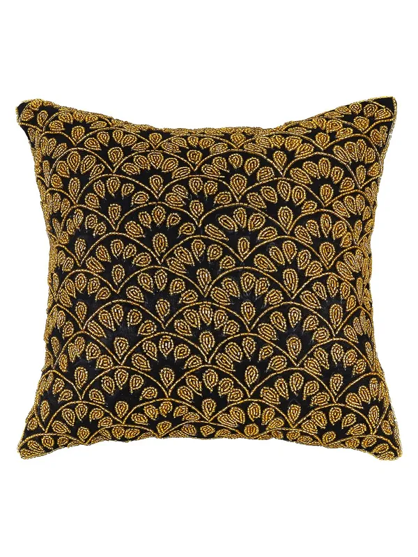 Multicolor_100%_Beaded_Cushion_Covers_With_Prints_16X16_(40X40_Cm)_Pillowcases_For_A_Cushion_Black_And_Sea_Shell_Throw_Pillow_Sham_Floral_Cushion_Covers_For_Sofa_Couch_Bed_Chair_Pack_Of_2