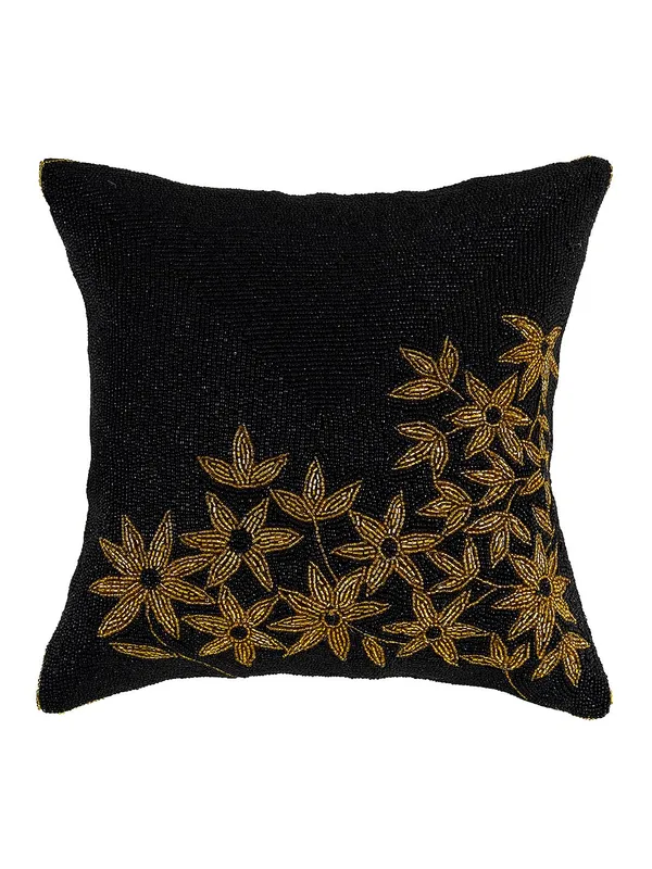 Multicolor_Beaded_Cushion_Covers_Case_Pillowcases_16X16_Inches_Summer_Leaf_Pattern(40X40_Cms)_Throw_Pillow_Sham_Floral_Cushion_Covers_For_Sofa_Couch_Bed_Chair_Pack_Of_1