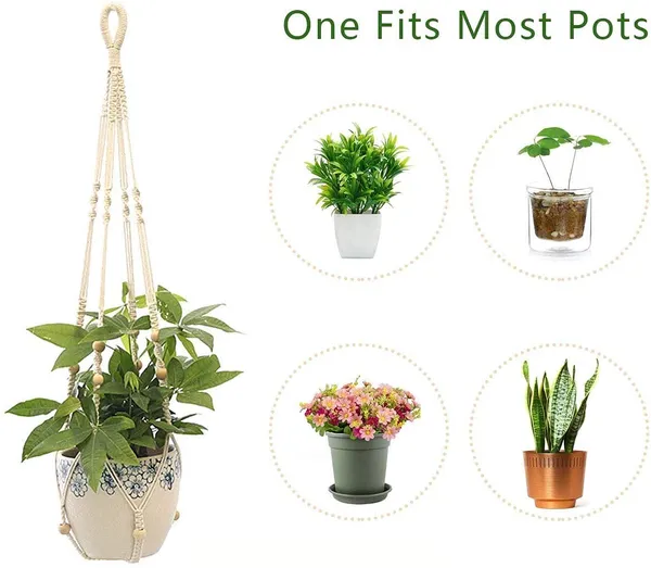 White_Macrame_Cotton_Plant_Hanger_|_Ceiling_Hook_Hanger,_Rope_Flower_Pot_Holder_For_Indoor_Outdoor_Balcony_Garden_|_Home_Decor_Flower_Planter_Hanging_Rope_[Pack_Of_2],_White