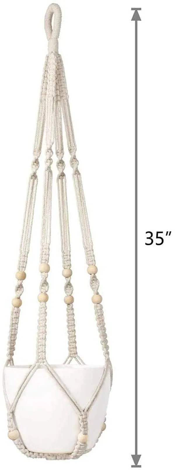 White_Macrame_Cotton_Plant_Hanger_|_Ceiling_Hook_Hanger,_Rope_Flower_Pot_Holder_For_Indoor_Outdoor_Balcony_Garden_|_Home_Decor_Flower_Planter_Hanging_Rope_[Pack_Of_2],_White