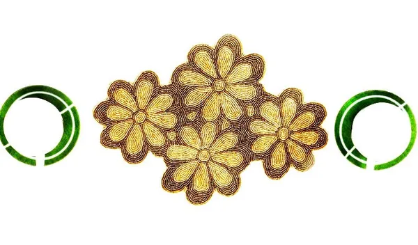 Firozi_Poleyster_Placemats,_Beaded_Design,14_Inch_Brown_Floral_Pattern,_Best_For_Bed-Side_Table/Center_Table,_Dining_Table/Shelves
