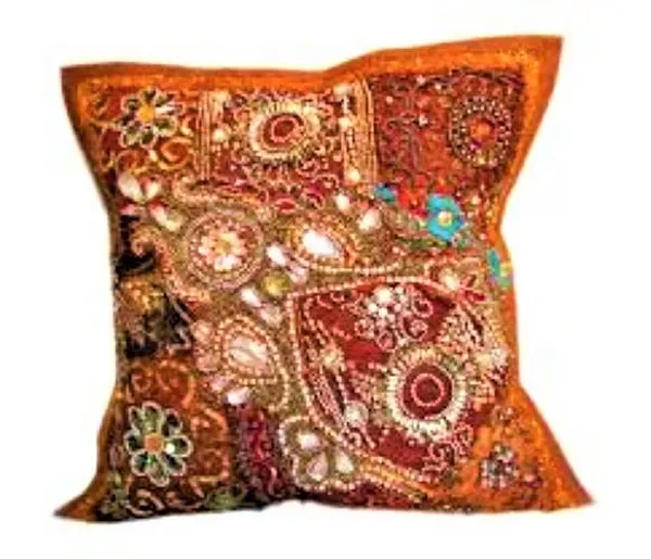 Multi_Patch_Embroidery_Silk_Cushion_Nd_Pillow_Covers_(16_X16_Inch)_For_Sofa_Bedroom_Bedroom,_Living_Room,_Office_(Multicolor_Orange)_Pack_Of_1