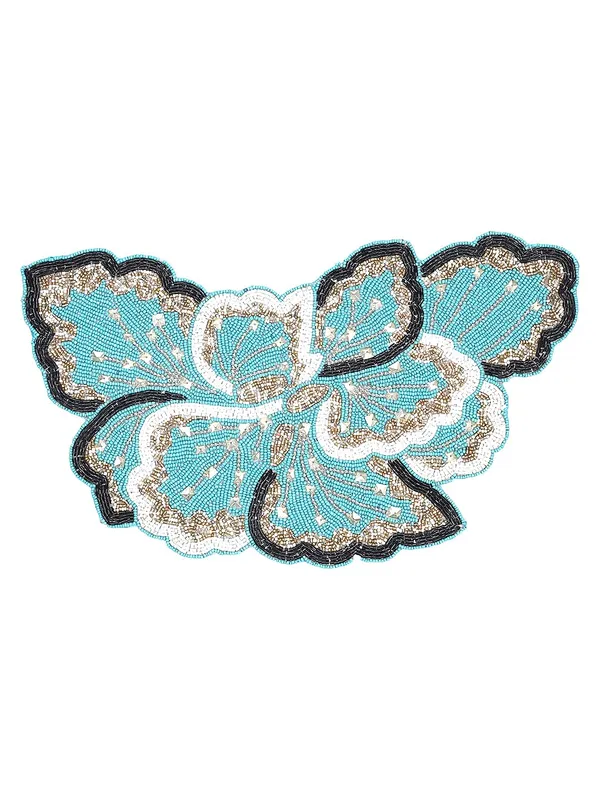 Firozi_Poleyster_Placemats,_Beaded_Design,14_Inch_Turquise_Butterfly_Pattern,_Best_For_Bed-Side_Table/Center_Table,_Dining_Table/Shelves