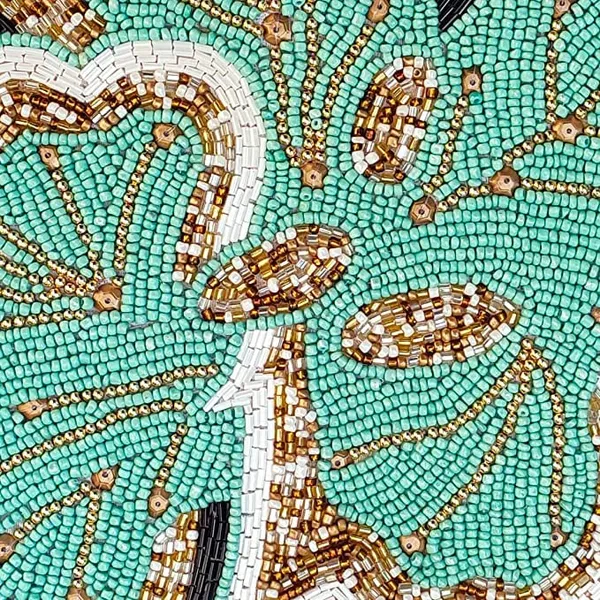 Firozi_Poleyster_Placemats,_Beaded_Design,14_Inch_Turquise_Butterfly_Pattern,_Best_For_Bed-Side_Table/Center_Table,_Dining_Table/Shelves