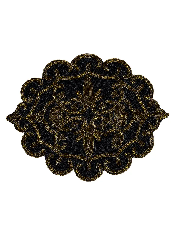 Firozi_Poleyster_Placemats,_Beaded_Design,14_Inch_Gulmohar_Floral_Pattern,_Best_For_Bed-Side_Table/Center_Table,_Dining_Table/Shelves_Pack_Of_2