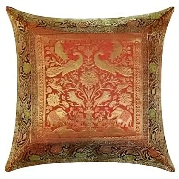 Multi_Silk_Brocade_Embroidery_Silk_Cushion_Nd_Pillow_Covers_(16_X16_Inch)_For_Sofa_Bedroom_Bedroom,_Living_Room,_Office_(Multicolor_Red_Peacock)_Pack_Of_2