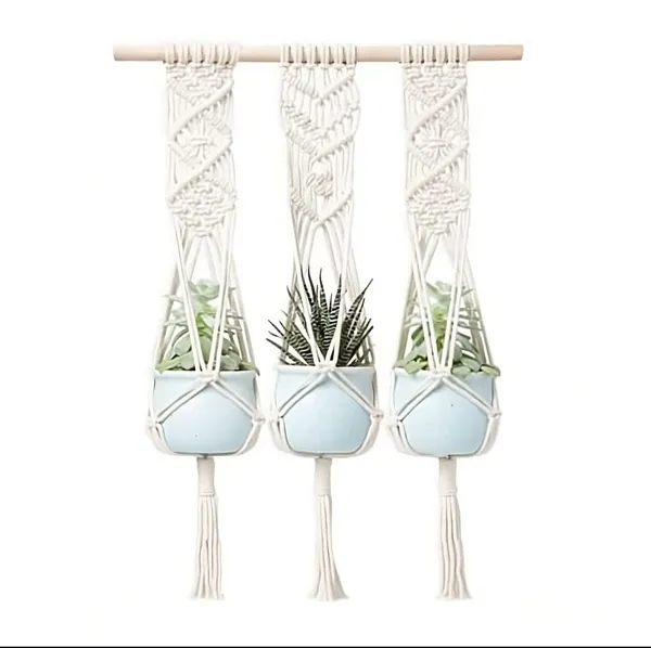 Beige_Macrame_Cotton_Three_Plant_Hanger_|_Ceiling_Hook_Hanger,_Rope_Flower_Pot_Holder_For_Indoor_Outdoor_Balcony_Garden_|_Home_Decor_Flower_Planter_Hanging_Rope_[Pack_Of_1],_Teal_Blue