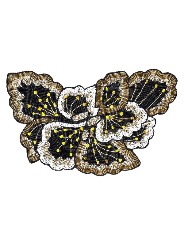 Firozi_Poleyster_Placemats,_Beaded_Design,14_Inch_Black_Golden_Emb._Pattern,_Best_For_Bed-Side_Table/Center_Table,_Dining_Table/Shelves