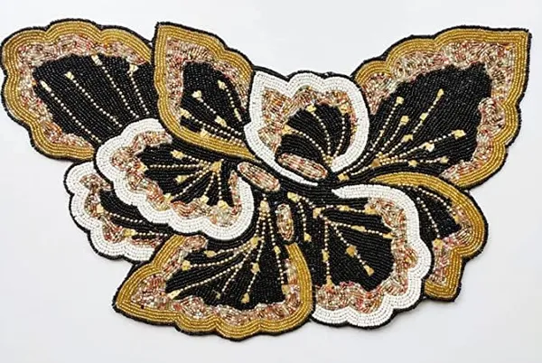 Firozi_Poleyster_Placemats,_Beaded_Design,14_Inch_Black_Golden_Emb._Pattern,_Best_For_Bed-Side_Table/Center_Table,_Dining_Table/Shelves
