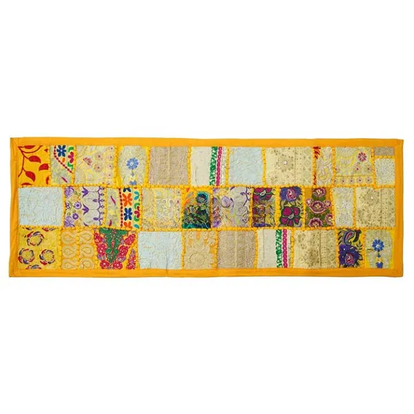 Orange_Table_Runner_For_6_Seater_Dining_Table_Cotton_Beaded_Antique_Handmade_Rajasthani_Patchwork_Embroidered,_Home_Decor_&_Eating_Areas_At_Party_And_Wedding_16_X_72_Inches_(Yellow)