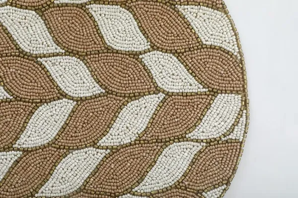 Brown_Poleyster_Placemats,_Beaded_Design,14_Inch_Brrown_Checks_Pattern,_Best_For_Bed-Side_Table/Center_Table,_Dining_Table/Shelves