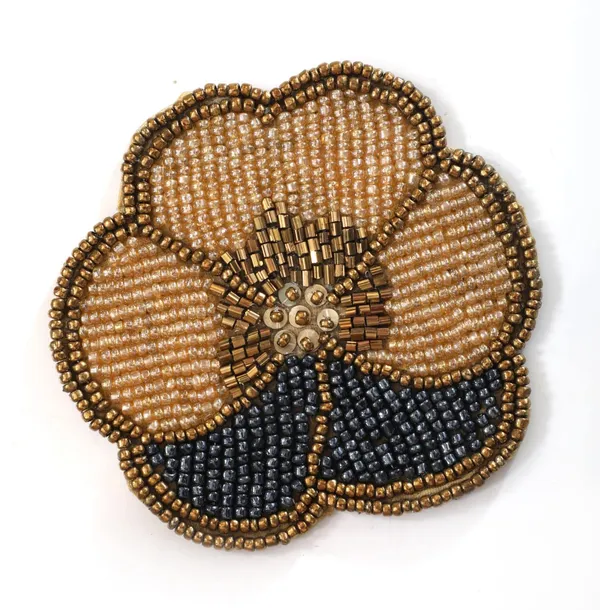 Brown_Beaded_Printed_Mutlticolor_Matte_Finish_Coasters_For_Cups_And_Dining_Table_|_Set_Of_4_|_Brown_Flower_Pattern