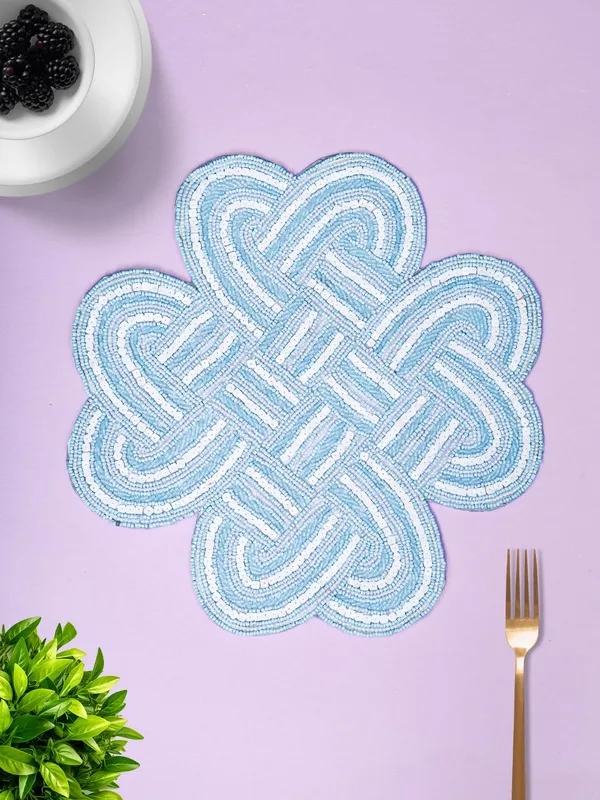 Tourquise_Poleyster_Placemats,_Beaded_Design,14_Inch_Turquise_Square_Pattern,_Best_For_Bed-Side_Table/Center_Table,_Dining_Table/Shelves