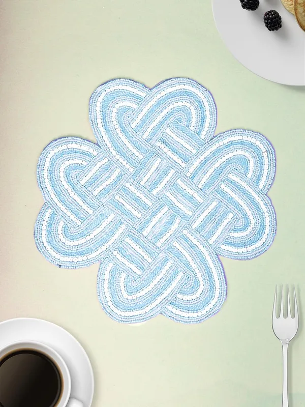 Tourquise_Poleyster_Placemats,_Beaded_Design,14_Inch_Turquise_Square_Pattern,_Best_For_Bed-Side_Table/Center_Table,_Dining_Table/Shelves