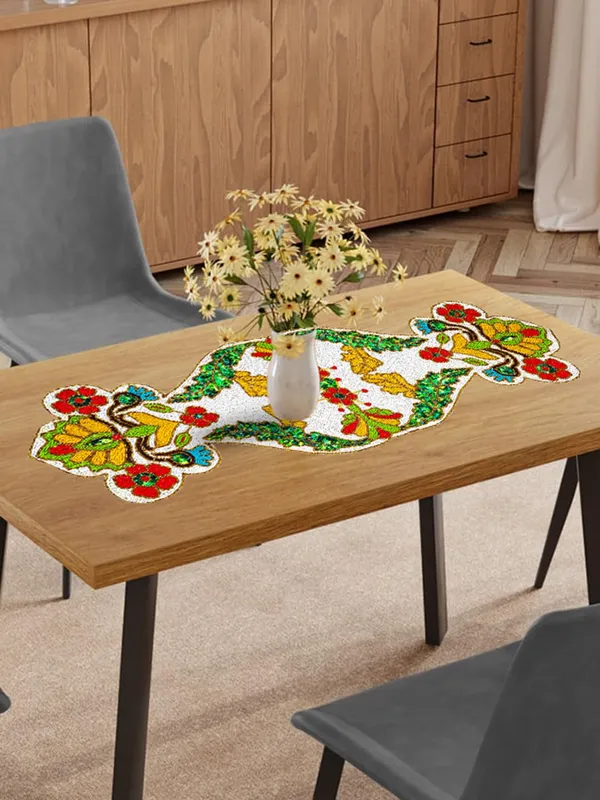 White_Premium_Handcraf_Beautiful_Beaded_Table_Runner_Craftsmanship_(13_*_36_Inch_)