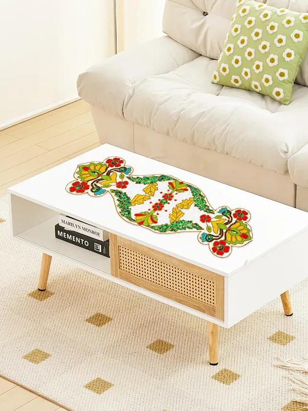 White_Premium_Handcraf_Beautiful_Beaded_Table_Runner_Craftsmanship_(13_*_36_Inch_)