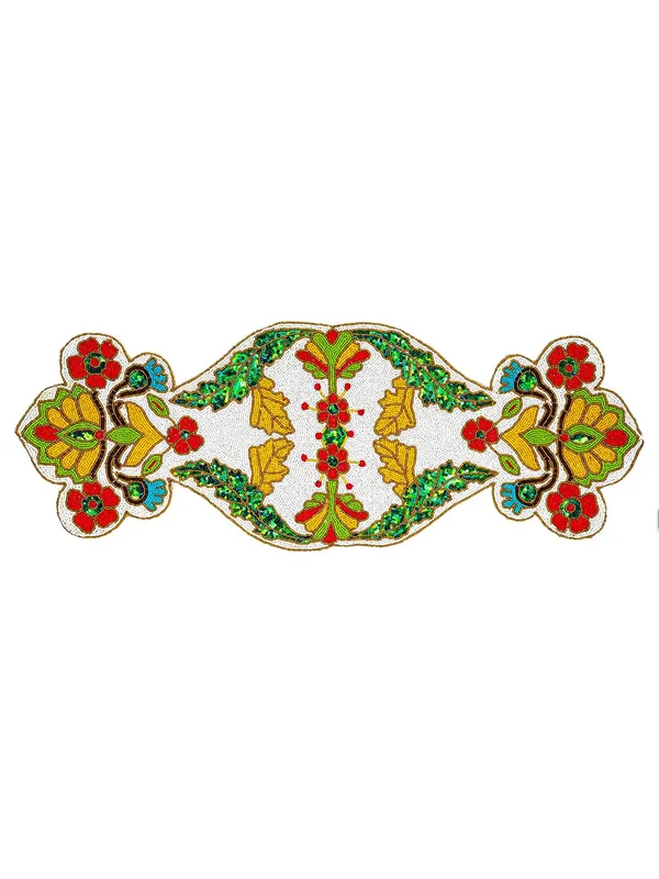 White_Premium_Handcraf_Beautiful_Beaded_Table_Runner_Craftsmanship_(13_*_36_Inch_)