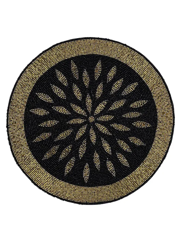 Firozi_Poleyster_Placemats,_Beaded_Design,14_Inch_Gulmohar_Floral_Pattern,_Best_For_Bed-Side_Table/Center_Table,_Dining_Table/Shelves_Pack_Of_2