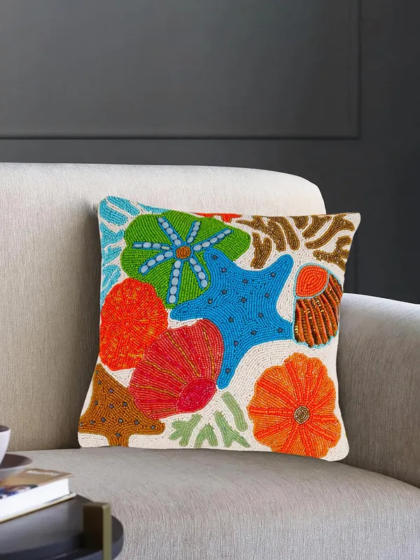 Multicolor_Printed_100%_Beaded_Cushion_Covers_Cushion_Case_Pillowcases_16X16_Inches_(40X40_Cms)_Throw_Pillow_Sham_Floral_Cushion_Covers_For_Sofa_Couch_Bed_Chair_Pack_Of_2_Black_Nd_Sea_Shell