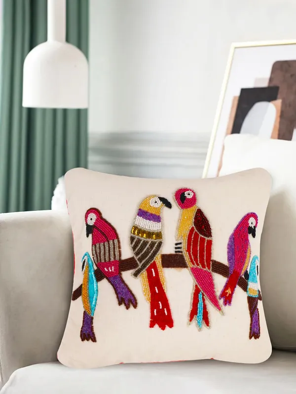 Multicolor_Printed_Cushions_&_Pillows_Case_Beaded_Parrot_Pattern_(40.64_Cm*40.64_Cm,_Multicolor)