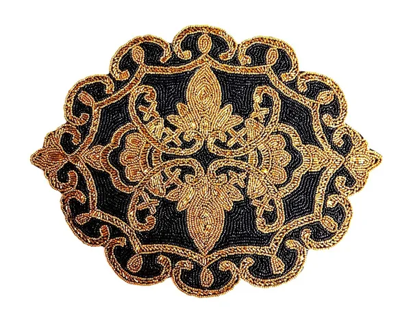 Black_Poleyster_Placemats,_Beaded_Design,14_Inch_Black_Emb._Ovaule_Pattern,_Best_For_Bed-Side_Table/Center_Table,_Dining_Table/Shelves