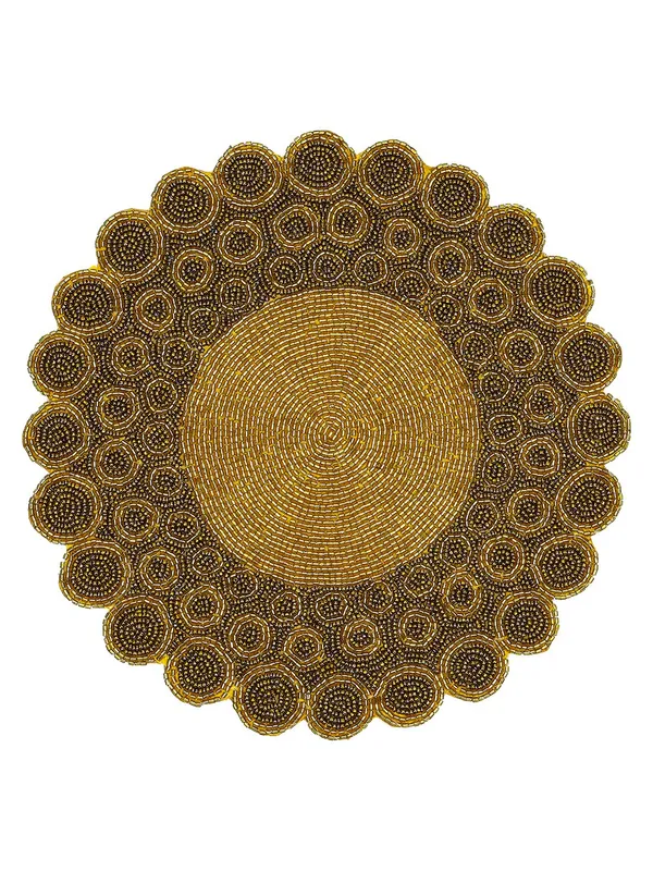Firozi_Poleyster_Placemats,_Beaded_Design,14_Inch_Gulmohar_Floral_Pattern,_Best_For_Bed-Side_Table/Center_Table,_Dining_Table/Shelves_Pack_Of_2