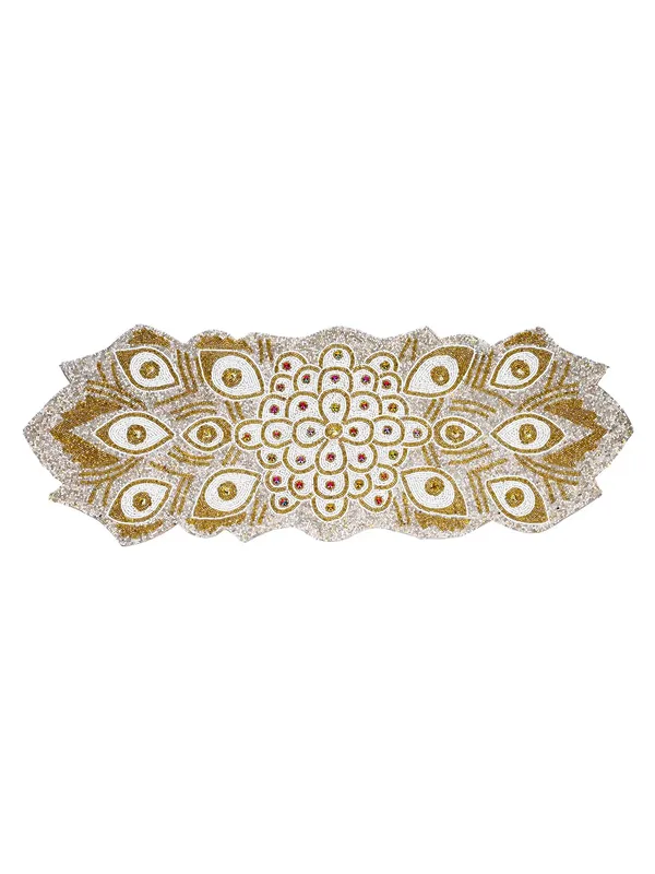 White_Premium_Handcraf_Beautiful_Beaded_Table_Runner_Craftsmanship_(13_*_36_Inch_)