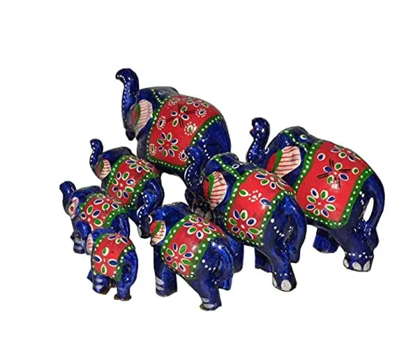 Gold_Handcrafted_Set_Of_7_Showpiece_Elephant_For_Decoration_For_Office,_Home_And_Gift_Purpose_Birthday_(20X10Cm,15X_8Cm,14X8_Cm)