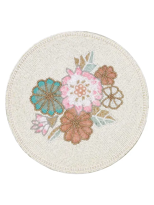 Firozi_Poleyster_Placemats,_Beaded_Design,14_Inch_Gulmohar_Floral_Pattern,_Best_For_Bed-Side_Table/Center_Table,_Dining_Table/Shelves_Pack_Of_2