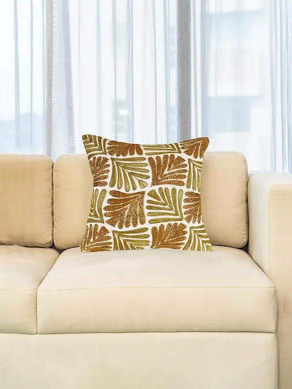 Multicolor_Beaded_Zari_Embroidery_Work_On_Printed_Cushions_&_Pillow_Cases_(40.64_Cm*40.64_Cm)_Stunning_Golden_Emb.