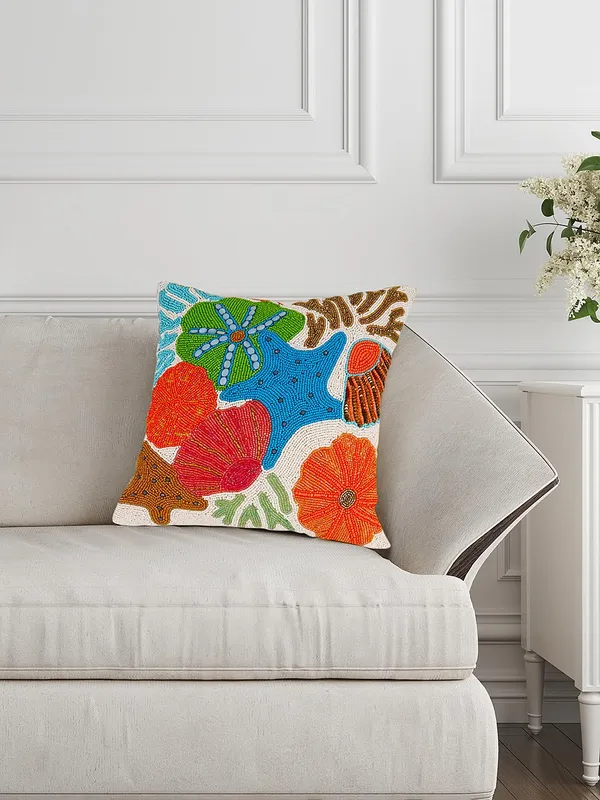 Multicolor_Cotton_Beaded_Embroidery_Pillow/Sofa_Cushion_Cover_For_Bedroom,_Living_Room,_Office_(16X16-Inches)_-_Set_Of_1_(40.64_Cm*40.64_Cm,Multicolor)