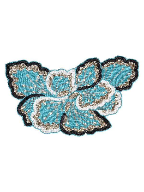 Firozi_Poleyster_Placemats,_Beaded_Design,14_Inch_Gulmohar_Floral_Pattern,_Best_For_Bed-Side_Table/Center_Table,_Dining_Table/Shelves_Pack_Of_2
