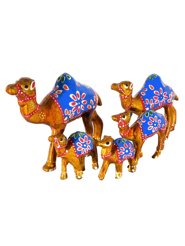 Gold_Handcrafted_Set_Of_5_Showpiece_Camel/Canon_For_Decoration_For_Office,_Home_And_Gift_Purpose_Birthday,_Occasional_Nd_Thankasgiving_Party_(20X10Cm,15X_8Cm,14X8_Cm)_Gloden