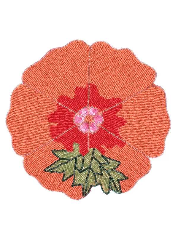Firozi_Poleyster_Placemats,_Beaded_Design,14_Inch_Gulmohar_Floral_Pattern,_Best_For_Bed-Side_Table/Center_Table,_Dining_Table/Shelves_Pack_Of_2