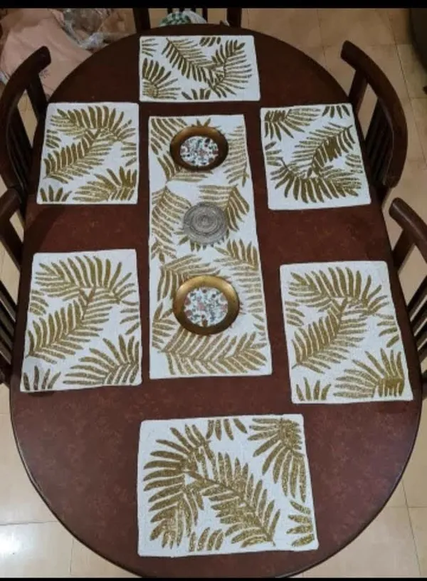 Multicolor_Best_Export_Quality_Jacquard_Cotton_Dining_Table_Mats_5_Pieces_With_Runner_-(Set_Of_5_,One_Runner_Nd_4_Placemats)_(Mats-_14"_X_12"_And_Table_Runner-_36"_X_13")