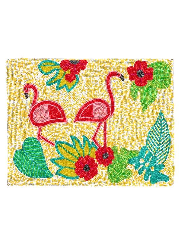 Firozi_Poleyster_Placemats,_Beaded_Design,14_Inch_Gulmohar_Floral_Pattern,_Best_For_Bed-Side_Table/Center_Table,_Dining_Table/Shelves_Pack_Of_2