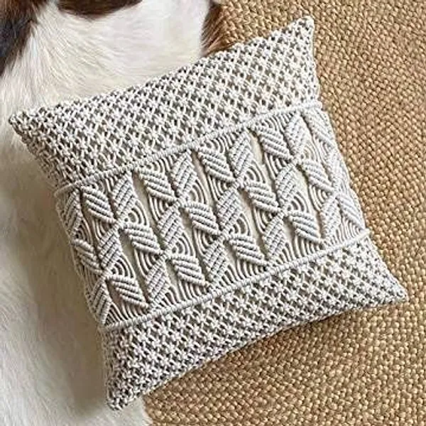 White_Awesome_Cushion_Cover_Macrame_Handmade_Knit_Pillowcases_Floor_Cushion_Cover_Of_Cotton_1_Pc_(16"_X_16"_Inches)