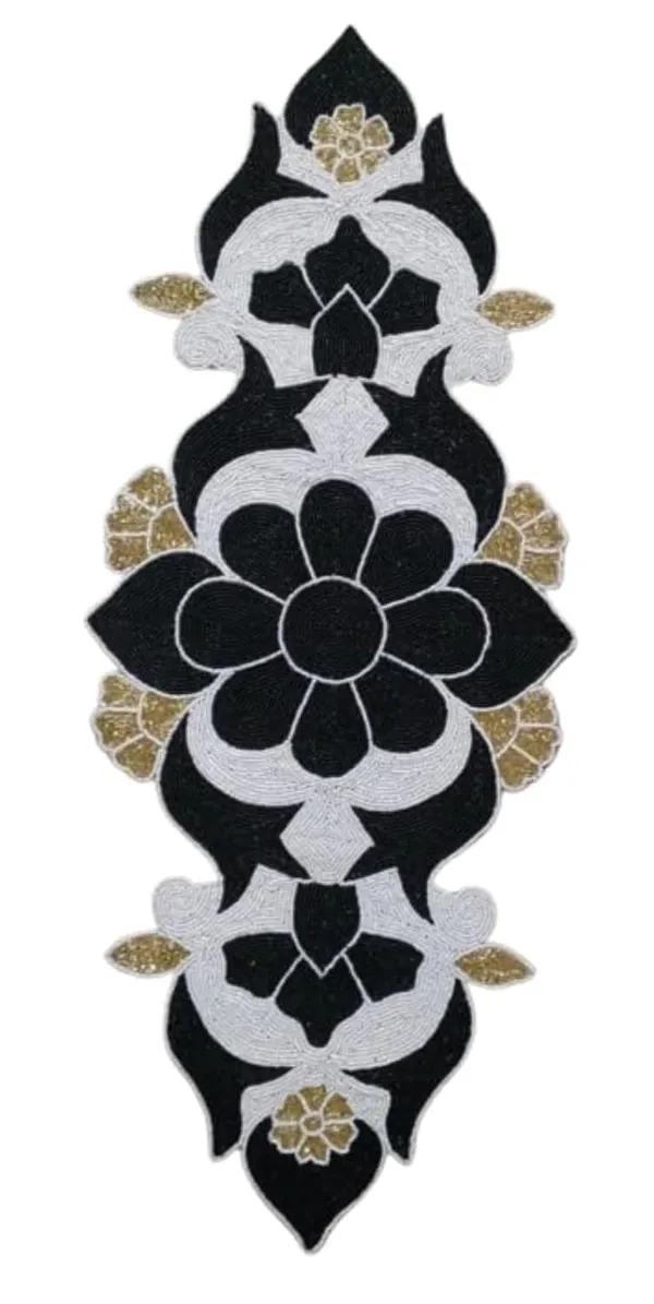 Cream_Premium_Handcraf_Beautiful_Beaded_Table_Runner_Craftsmanship_(13_*_36_Inch_)