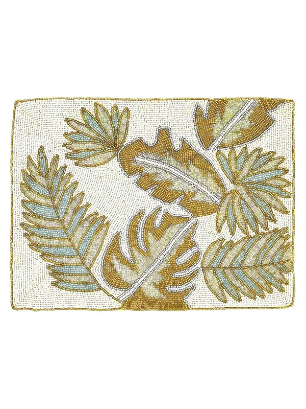 Firozi_Beaded_Placemats_With_A_14_Inch_Gloden_Leaf_Pattern_And_A_Beaded_Design_Work_Best_On_Dining_Tables_And_Bedside_Tables.