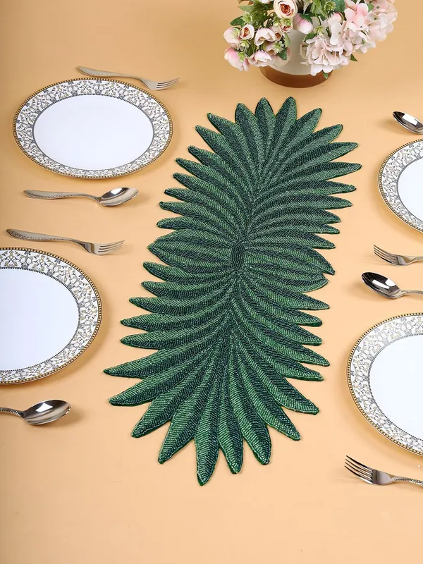Green_Beaded_Dinning_Table_Runner_Green_Leafy_Pattern_13*36