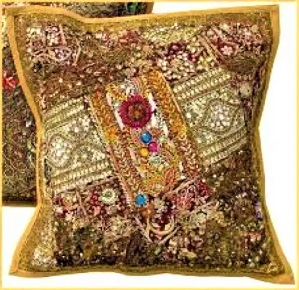 Multi_Patch_Embroidery_Silk_Cushion_Nd_Pillow_Covers_(16_X16_Inch)_For_Sofa_Bedroom_Bedroom,_Living_Room,_Office_(Multicolor_Brown)_Pack_Of_1