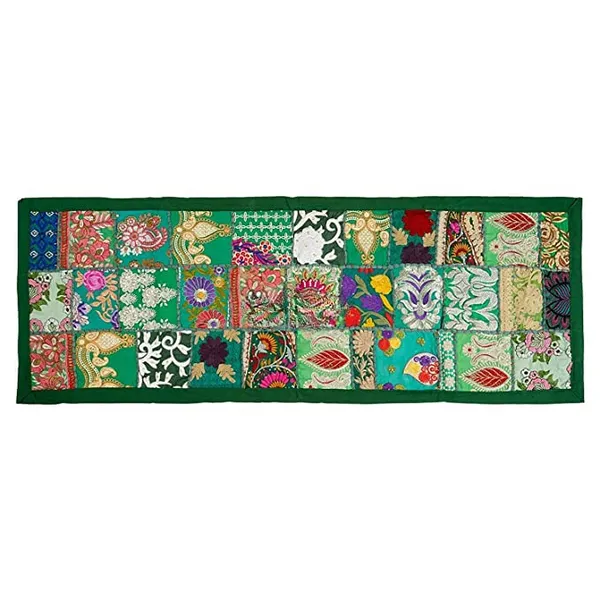 Orange_Table_Runner_For_6_Seater_Dining_Table_Cotton_Beaded_Antique_Handmade_Rajasthani_Patchwork_Embroidered,_Home_Decor_&_Eating_Areas_At_Party_And_Wedding_20_X_72_Inches_(Green)