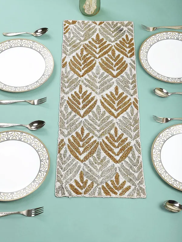Cream_Premium_Handcraf_Beautiful_Beaded_Table_Runner_Craftsmanship_(13_*_36_Inch_)