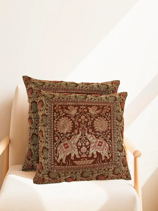 Multi_Silk_Brocade_Embroidery_Silk_Cushion_Nd_Pillow_Covers_(16_X16_Inch)_For_Sofa_Bedroom_Bedroom,_Living_Room,_Office_(Multicolor_Maroon,_Double_Pattern)_Pack_Of_2