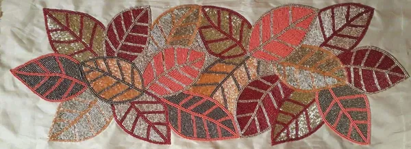 Turquoise_Premium_Handcrafted_Beautiful_Beaded_Dinning_Table_Runner_13/36_Maroon_Leafy_Desgin